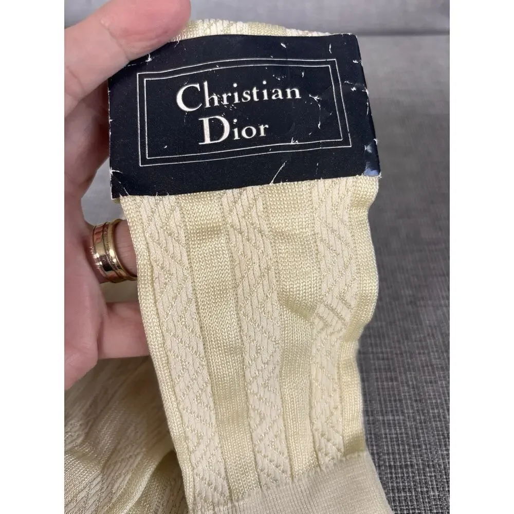Vintage NOS Christian Dior Mens Socks 100% Nylon sz 10-13 Natural